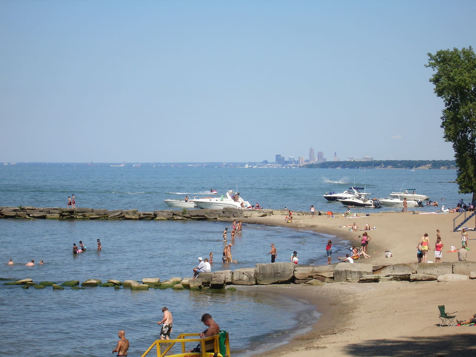 Huntington Beach in Bay Village with downtown Cleveland in the background